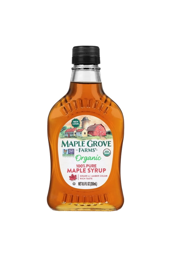 Organic 100% Pure Maple Syrup, Pour Glass Bottle, 8.5 fl oz