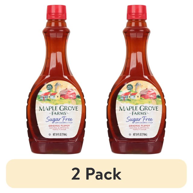 (2 pack) Maple Grove Farms Sugar Free Maple Flavor Syrup, Low Calorie