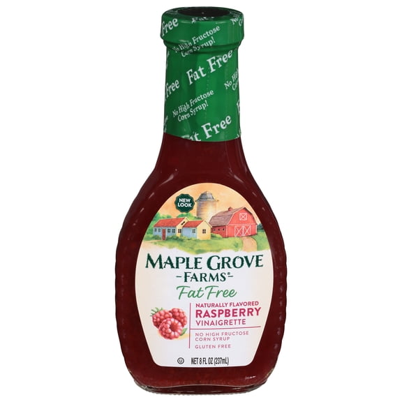 Maple Grove Farms of Vermont Fat Free Raspberry Vinaigrette Dressing 8 fl. oz. Glass Bottle