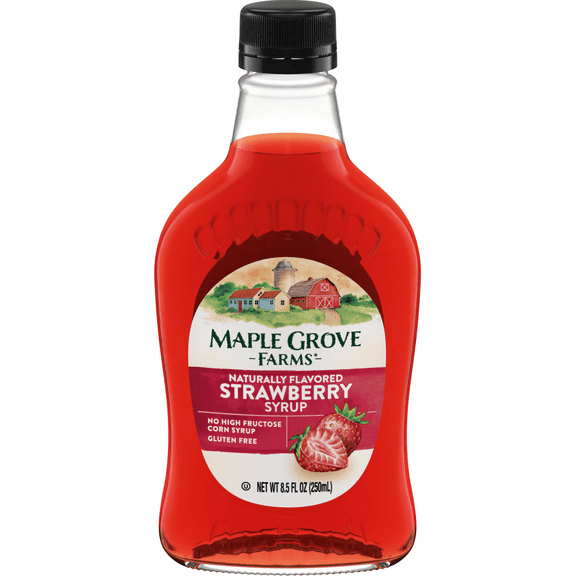 Maple Grove Farms Strawberry Flavored Syrup, Strawberry Syrup, 8.5 fl oz Bottle