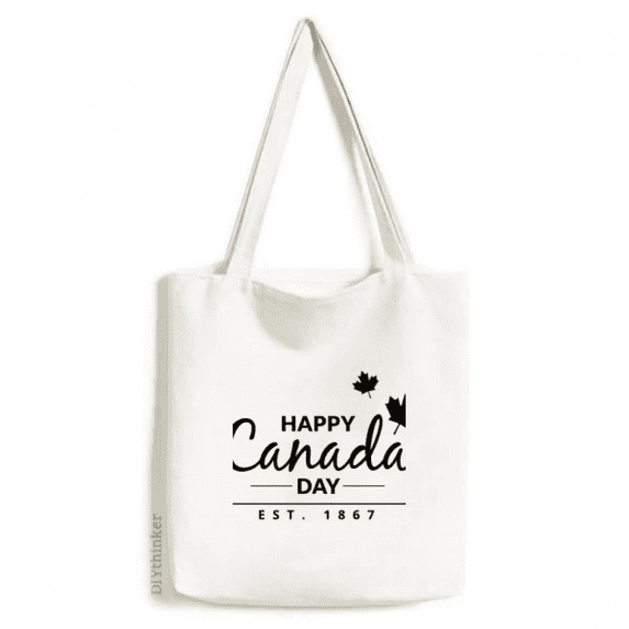 Maple Happy Canada Day 4th Of July Slogan Tote Canvas Bag Shopping Satchel Casual Handbag