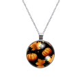 thumbnail image 1 of Maple Ieaf Pumpkin Stunning Glass Circular Pendant Necklace - Elegant Jewelry for Women, 1 of 5