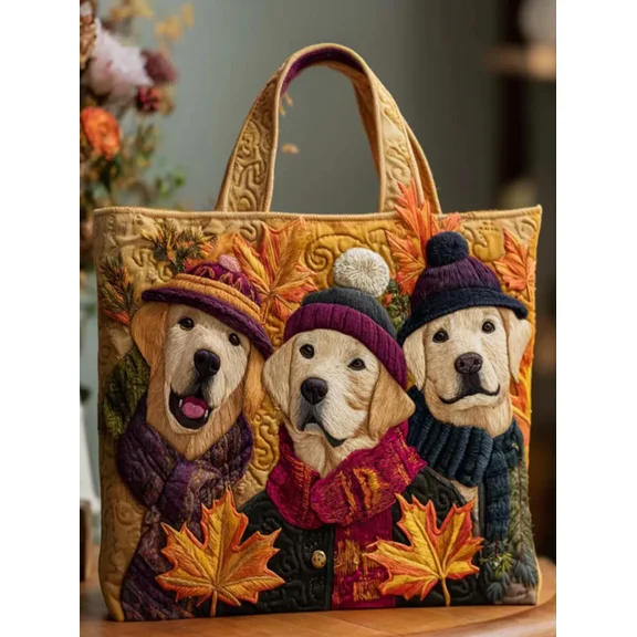Maple Labrador Trio Quilted Tote Bag