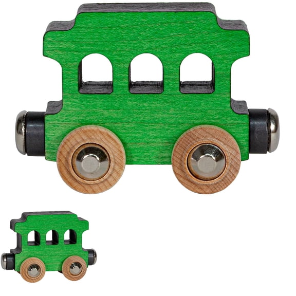 Maple Landmark NameTrain Trolley - Green Wooden Train for Kids, Small Size, Non-Toxic Material