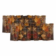 Maple Leaf 2 Panels Kitchen Valance, Shabby Chic Glowing Vintage Lanterns Rustic Amber Leaf Curtains Valances for Small Windows Rod Pocket Window Treatments for Living Room Bedroom 42" W x 12" L