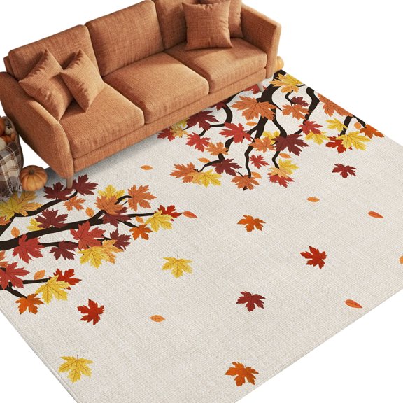 Maple Leaf 9'x12' Area Rugs for Living Room Sectional Sofa, Fall Autumn Leaves Washable Sturdy Non Slip Soft Sturdy Rectangle Home Area Rug