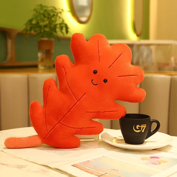 Maple Leaf Accent Decor Plush Pillow, 11.4*14.6 Inch Huggable Leaf Shaped Pillow, Decorative Cushion for Child’s Bed or Couch, Hook for Wall Hanging