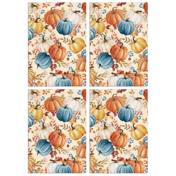 Maple Leaf Autumn Kitchen Towels 4-Pack, Pumpkin Print, Absorbent Soft Tea Bar Towels, Decorative Farmhouse