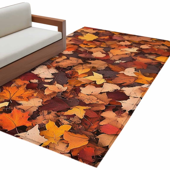 Maple Leaf Autumn Large Area Rugs for Bedroom Living Room, Soft Non Slip Carpet Bedside Rug, Farmhouse Fall Botanical Leaves Rectangular Floor Cover Kitchen Accent Rug 3'x5' for Dining Room/Office