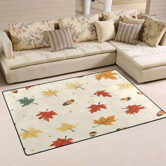 Maple Leaf Autumn Soft Polyester Area Rug 31''x20'', Non Slip, Memory Foam, Water Absorbent