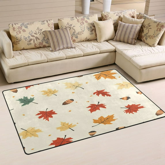 Maple Leaf Autumn Soft Polyester Area Rug 60''x39'', Non Slip, Memory Foam, Water Absorbent