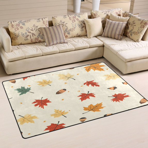 Maple Leaf Autumn Soft Polyester Area Rug 60''x39'', Non Slip, Memory Foam, Water Absorbent