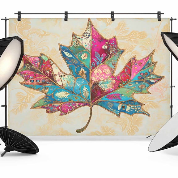 Maple Leaf Backdrop for Photography, Medieval Vintage Floral Background Photo Backdrop Portrait Background Party Banner Photo Backgrounds for Studio Booth Props, 12x8ft