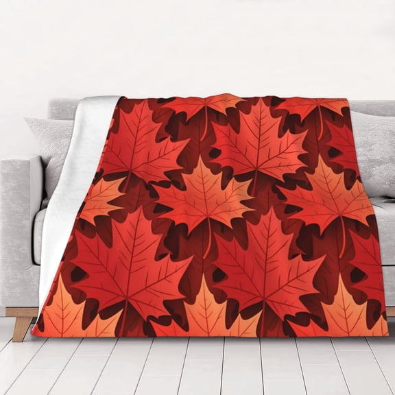 Maple Leaf Canada Warm Cozy Plush Throw Blanket for Couch Bed Sofa 50"x40"