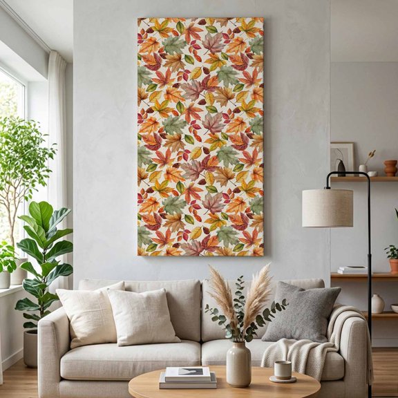 Maple Leaf Canvas Wall Art for Living Room, Fall Watercolor Leaves Poster Print Painting for Bedroom Office Home Decoration Wall Pictures Prepare To Hang 24"x48"