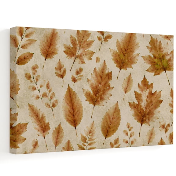 Maple Leaf Canvas Wall Art, Rustic Fall Brown Foliage Botanical Farmhouse Wall Art Prints Artwork Framed Canvas Ready to Hang Art Pictures for Hallway Living Dining Room Bedroom 24" x 16"