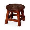 thumbnail image 1 of Maple Leaf Carved Rubberwood Stool / Functional as Ottoman and Step Stool, 1 of 3