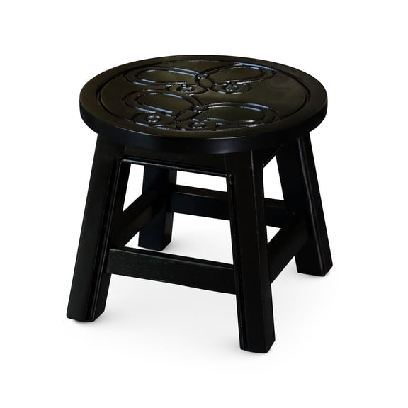 Maple Leaf Carved Stool in Espresso / Easy to Carry for Different Uses