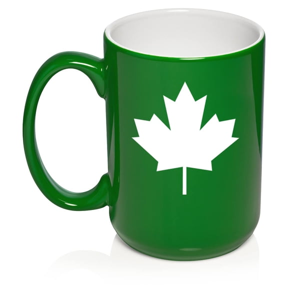 Maple Leaf Ceramic Coffee Mug Tea Cup Gift (15oz Green)