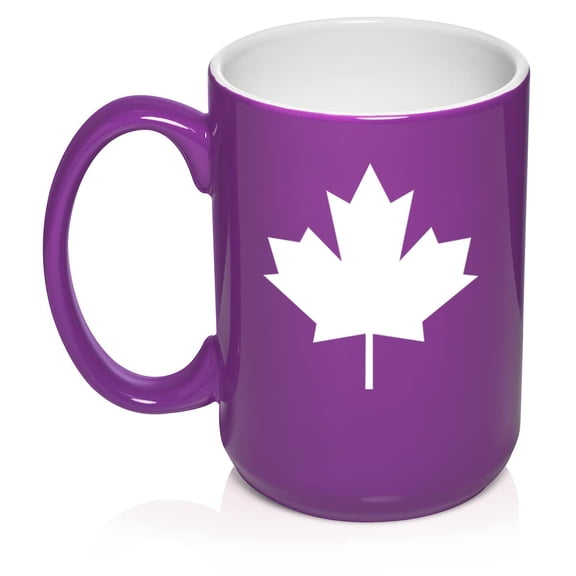 Maple Leaf Ceramic Coffee Mug Tea Cup Gift (15oz Purple)