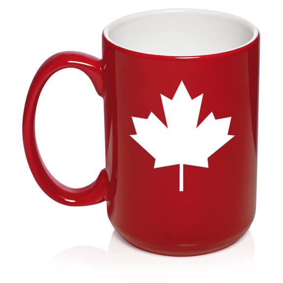 Maple Leaf Ceramic Coffee Mug Tea Cup Gift (15oz Red)