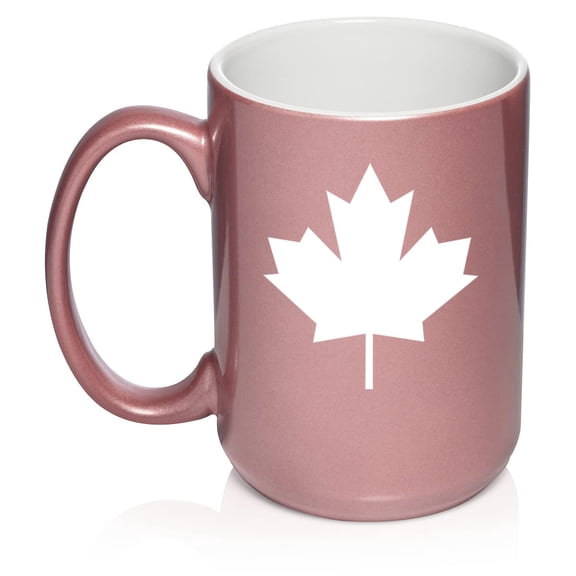 Maple Leaf Ceramic Coffee Mug Tea Cup Gift (15oz Rose Gold)