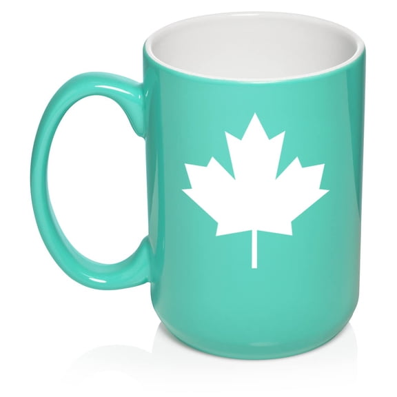 Maple Leaf Ceramic Coffee Mug Tea Cup Gift (15oz Teal)