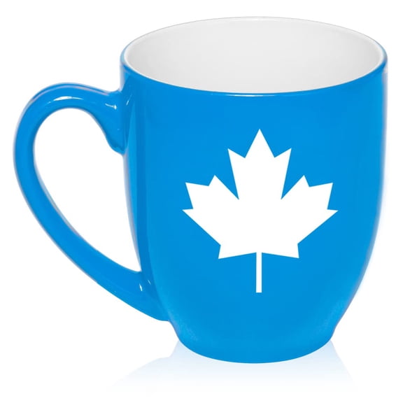 Maple Leaf Ceramic Coffee Mug Tea Cup Gift (16oz Light Blue)