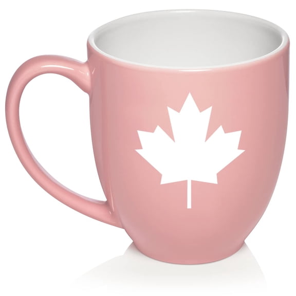 Maple Leaf Ceramic Coffee Mug Tea Cup Gift (16oz Light Pink)