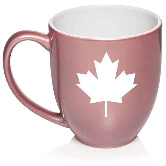 Maple Leaf Ceramic Coffee Mug Tea Cup Gift (16oz Rose Gold)
