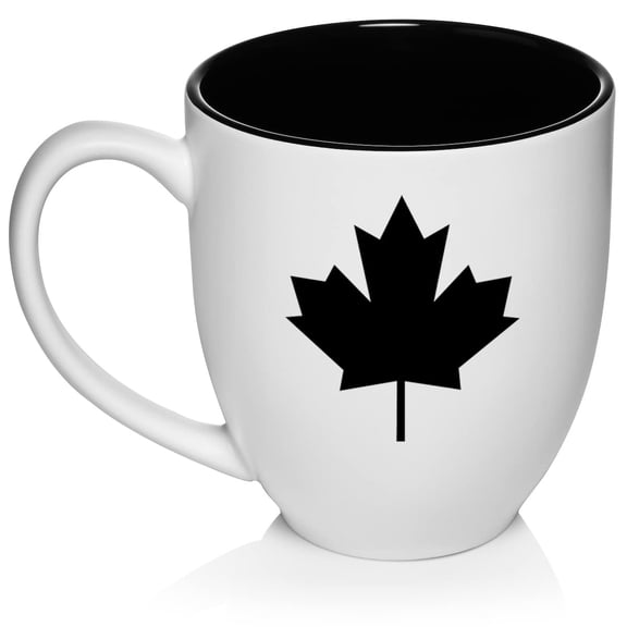 Maple Leaf Ceramic Coffee Mug Tea Cup Gift (16oz White)