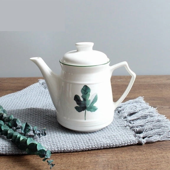 Maple Leaf Ceramic Oil Can with Lid - Elegant Banana Leaf Design for Kitchen and Dining
