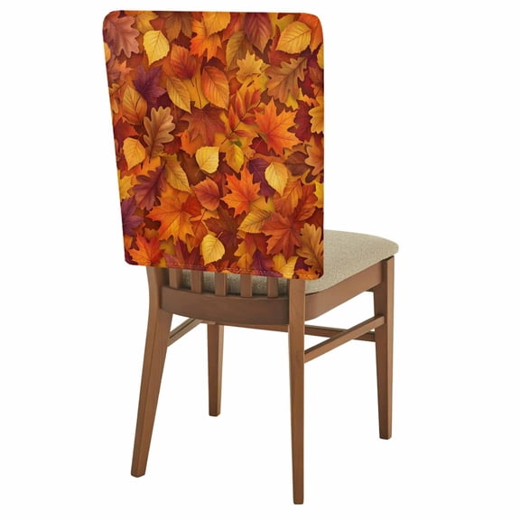 Maple Leaf Chair Covers Set of 1 Country Fall Orange Brown Leaf Texture Farmhouse Chair Back Covers Stretch Removable Washable Slipcovers Protector for Dining Room Kitchen Party Decor