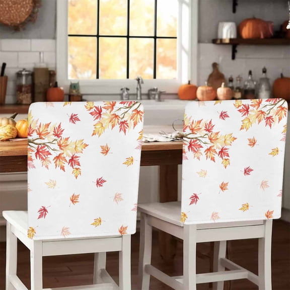 Maple Leaf Chair Covers Set of 1 Fall Fallen Leaves Branch Autumn Plant Chair Back Covers Stretch Removable Washable Slipcovers Protector for Dining Room Kitchen Party Decor