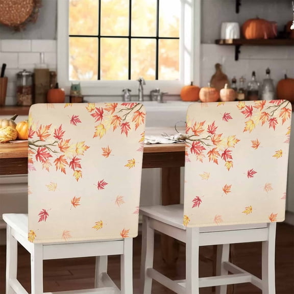 Maple Leaf Chair Covers Set of 1 Fall Fallen Leaves Branch Autumn Vintage Chair Back Covers Stretch Removable Washable Slipcovers Protector for Dining Room Kitchen Party Decor