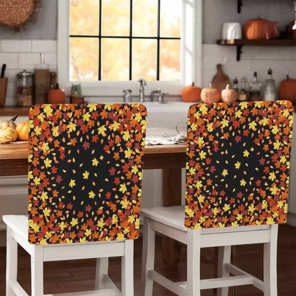 Maple Leaf Chair Covers Set of 1 Thanksgiving Fall Leaves Chair Back Covers Stretch Removable Washable Slipcovers Protector for Dining Room Kitchen Party Decor