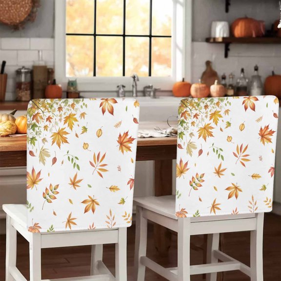 Maple Leaf Chair Covers Set of 1 Fall Leaves Chair Back Covers Stretch Removable Washable Slipcovers Protector for Dining Room Kitchen Party Decor