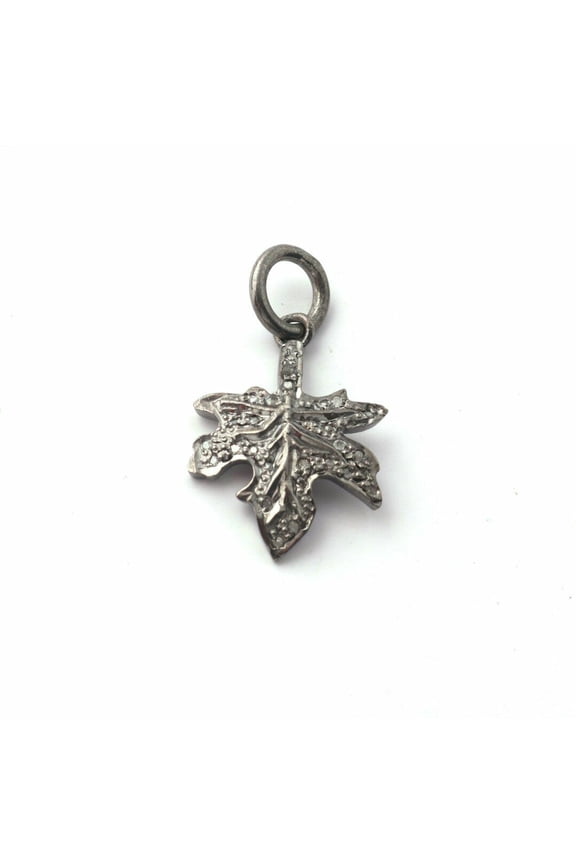 Maple Leaf Charm Pendant 925 Silver Pave Diamond Maple Leaf Charm For Christmas.