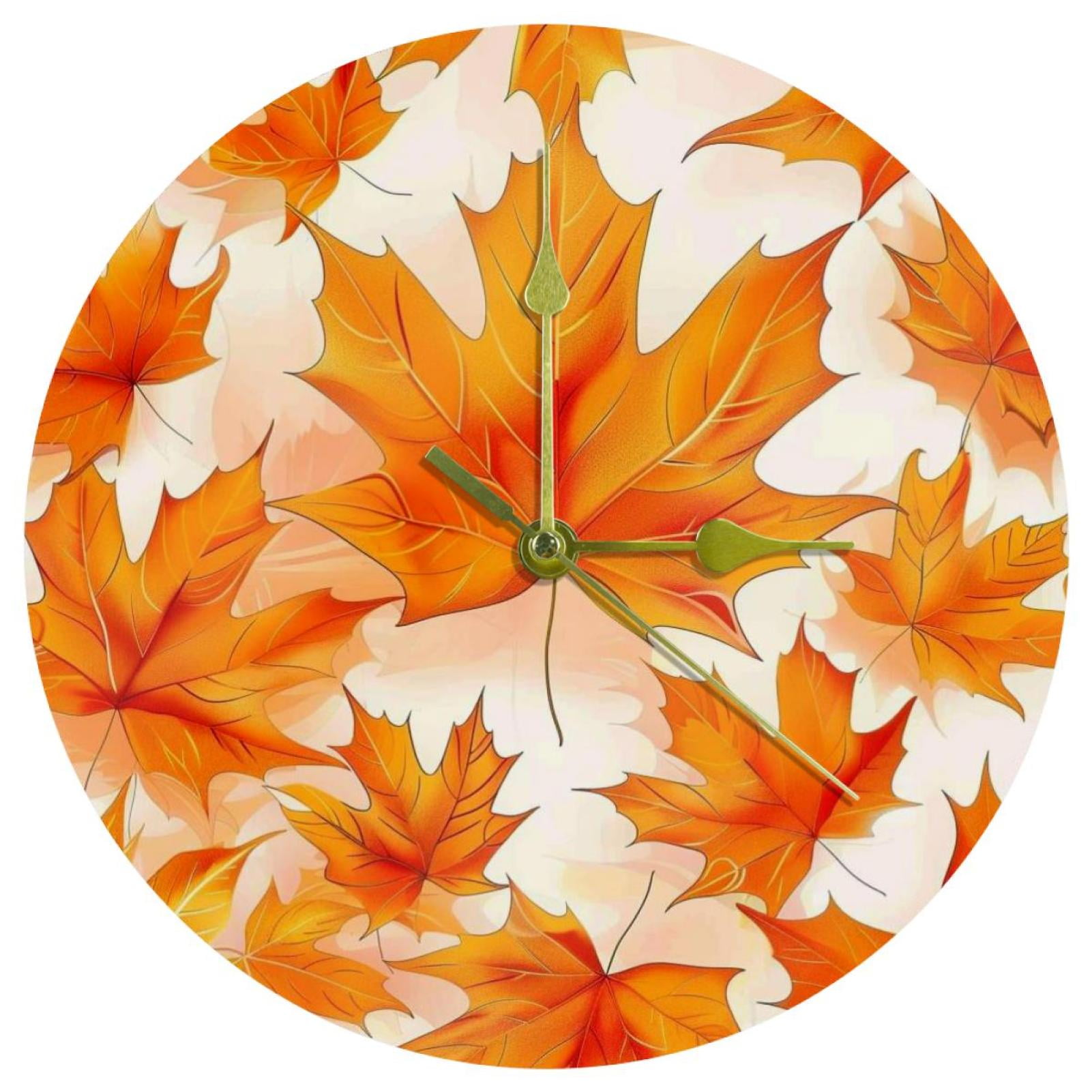 Maple leaf circular acrylic wall clock elegant timepiece for home