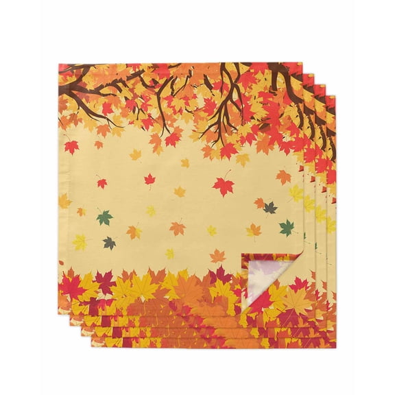 Maple Leaf Cloth Napkins Set of 4 Reusable Dinner Napkins, Fall Thanksgiving Autumn Leaves Retro Country Cocktail Napkin Washable Table Napkins for Wedding/Holiday Party/Baby Shower 20"x20"