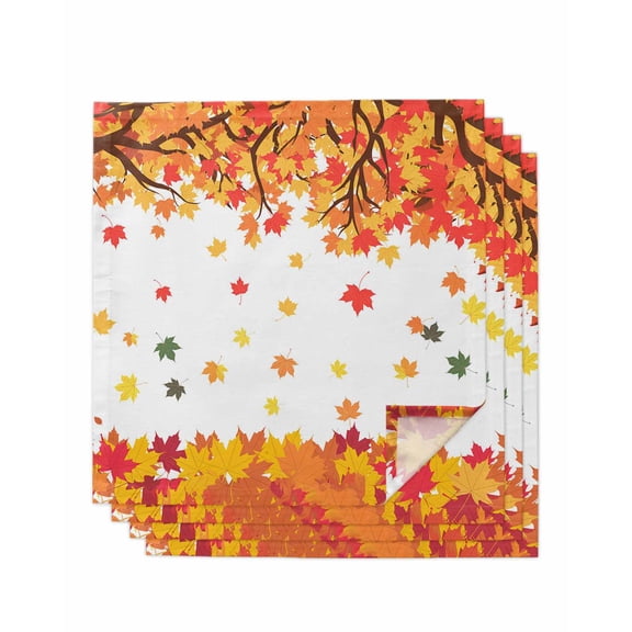 Maple Leaf Cloth Napkins Set of 4 Reusable Dinner Napkins, Thanksgiving Autumn Country Fall Orange Cocktail Napkin Washable Table Napkins for Wedding/Holiday Party/Baby Shower 20"x20"