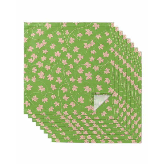 Maple Leaf Cloth Napkins Set of 8 Reusable Dinner Napkins, Retro Fall Red Green Beige Autumn Leaves Cocktail Napkin Washable Table Napkins for Wedding/Holiday Party/Baby Shower 20"x20"