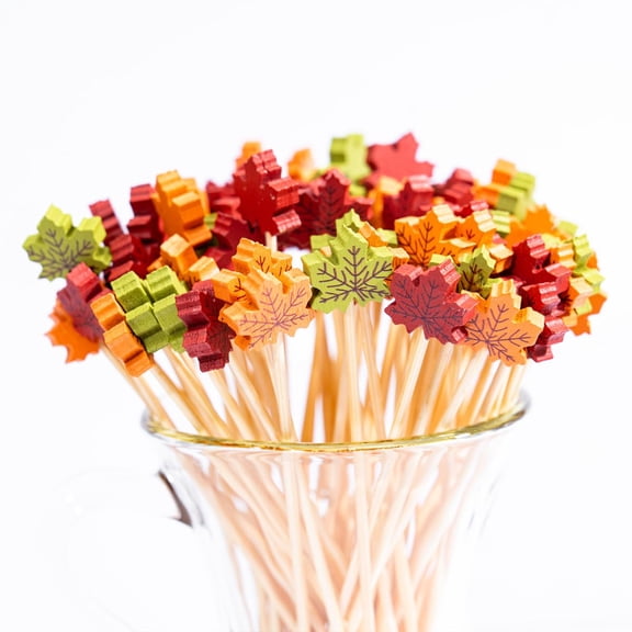 Maple Leaf Cocktail Picks Fall Party Skewers 100 Pack