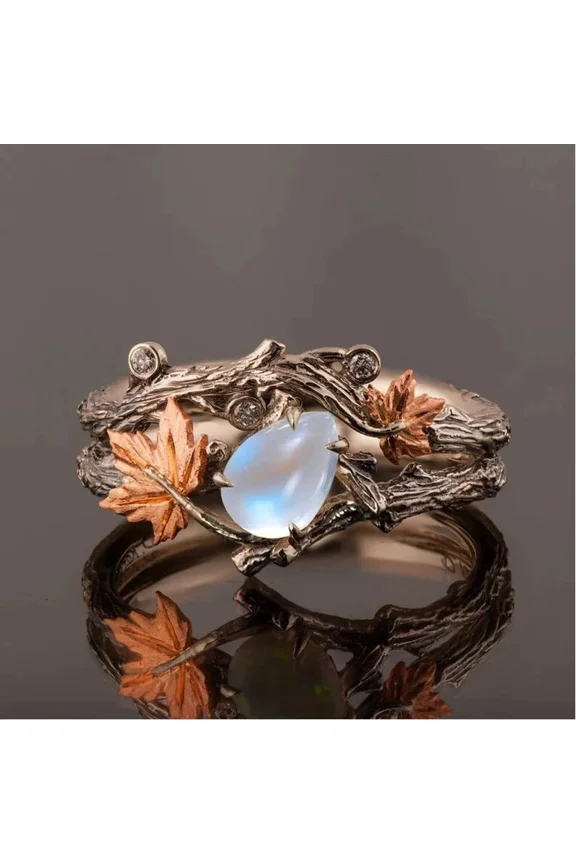 Maple Leaf Cubic Zirconia Adjustable Open Rings for Women Dainty Engagement Statement Crystal Flower Finger Ring Wrap Bands Comfort Fit Trendy Jewelry Gif