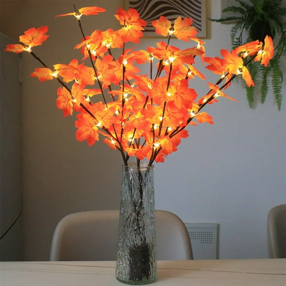 Maple Leaf Decorative Lights, Battery-Powered Flexible Glowing Branch Lights, Perfect for Home Party Holiday Vase Tabletop Decor
