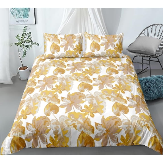Maple Leaf Duvet CoverTie Dye Comforter Cover Girls Oil Painting Maple Leaves Duvet Covers Watercolor Grey Plants Duvet Cover Set Fluid Lines Botanical Bedding Set