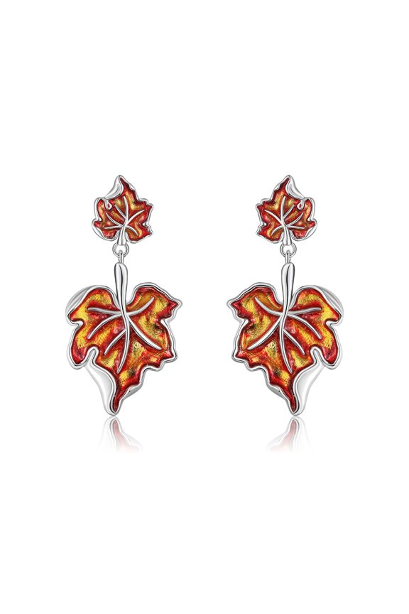 Maple Leaf Earrings 925 Sterling Silver Maple Leaf Tree Earrings French Clasp for Woman Gift