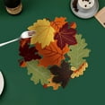 thumbnail image 1 of Maple Leaf Embroidered Placemats, Thanksgiving Pumpkin Applique Pads, Openwork Design, Heat Insulation, Waterproof Oil-Proof, Easy Clean, Double-Sided, Table Protection, Versatile Use, 1 of 6