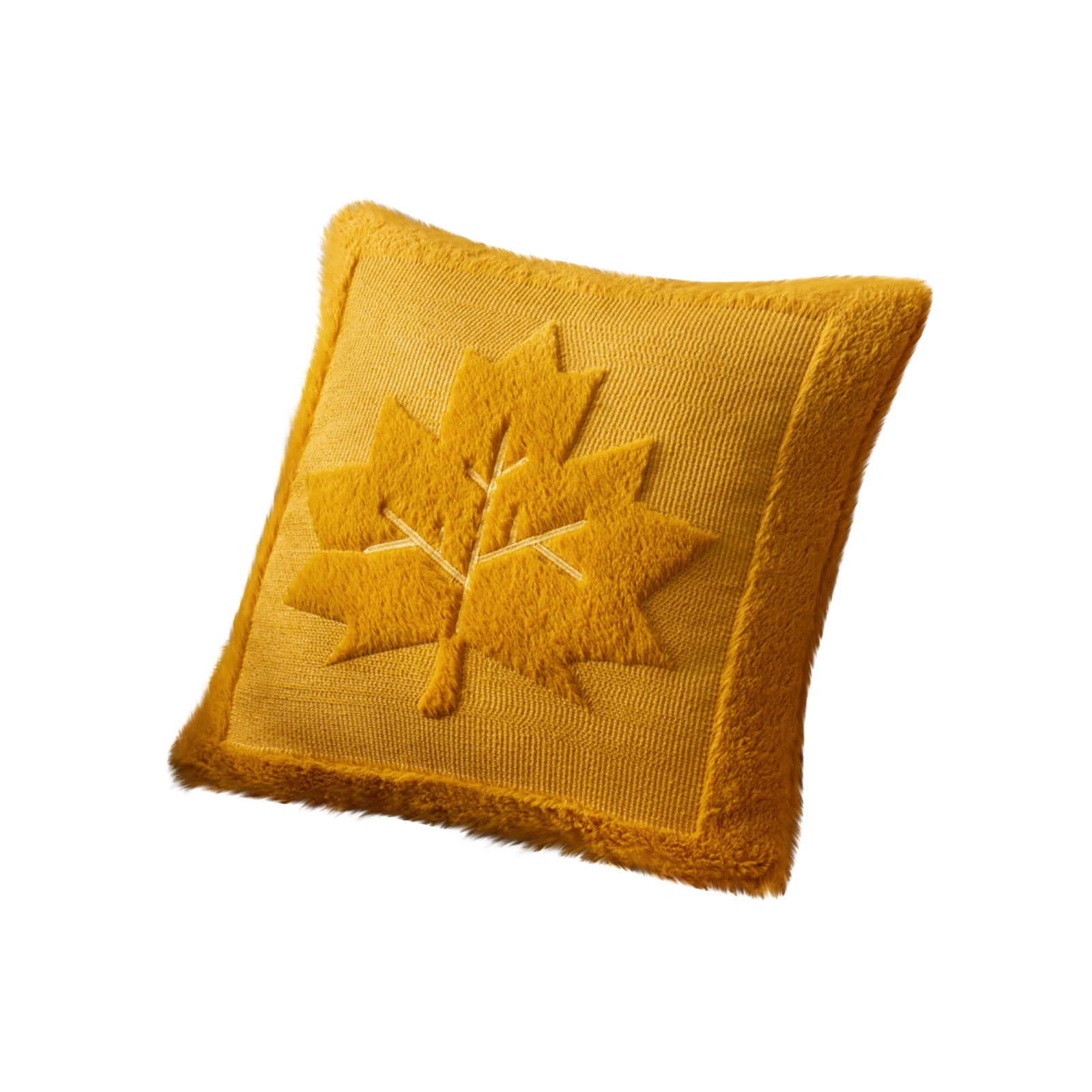 Maple Leaf Fall Pillow Covers 18"x18" Set of 2 Caramel Embroidered Faux ...