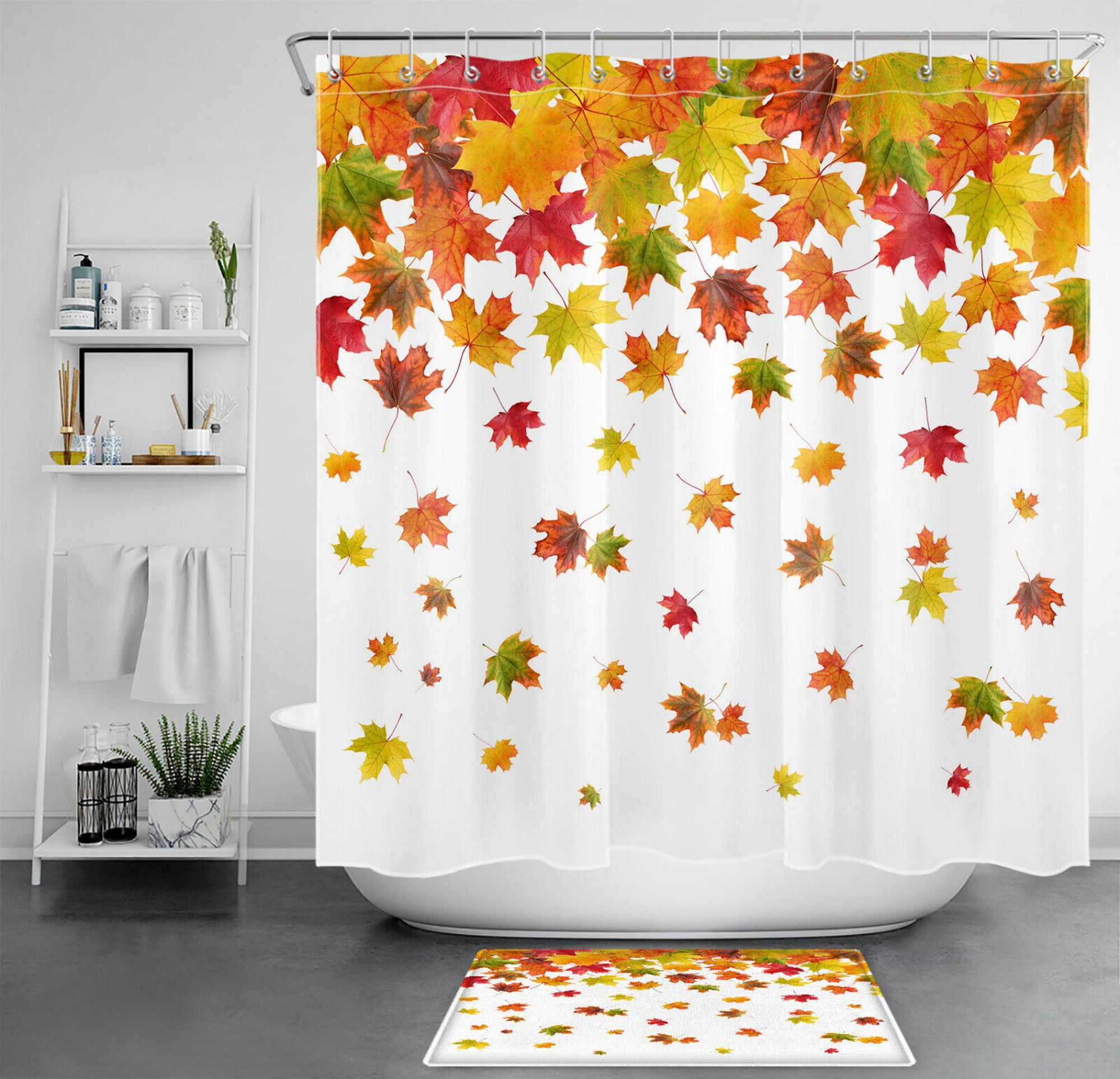 Maple Leaf Fall Shower Curtain Set for a Rustic Farmhouse Bathroom Ambiance - Walmart.com